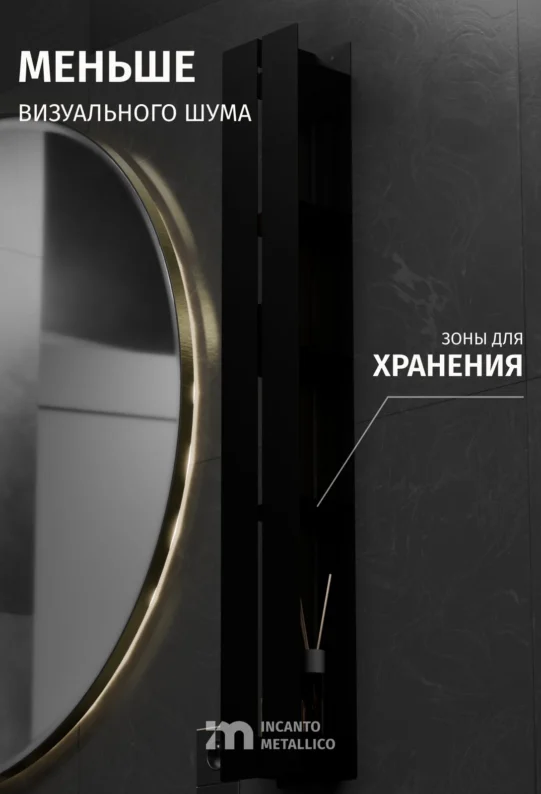 Полка для ванной настенная черная металлическая 100x 15x 10 см, для шампуней и косметики