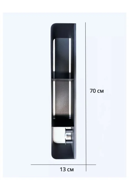 Полка для ванной настенная серая металлическая 70 x13x 10 см, для шампуней и косметики